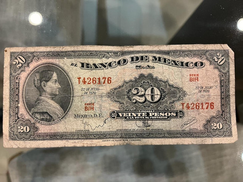 Billete De México De $20 Del Año 1970 Serie Bih