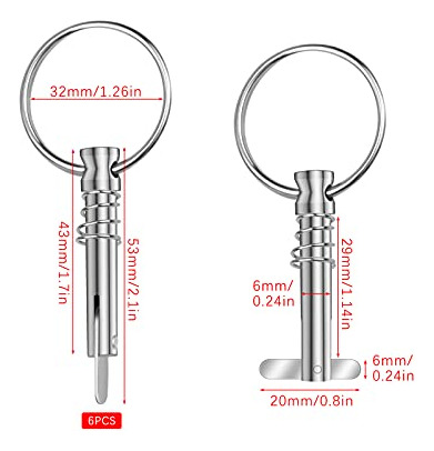Hysagtek Bimini Top Hardware, 6 Unidades, 1/4 De Diámetro
