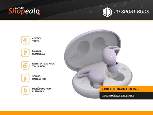 Imagen 2 de 8 de Auricular Inalámbrico Bluetooth In Ear Jd Sport Buds Lila -*