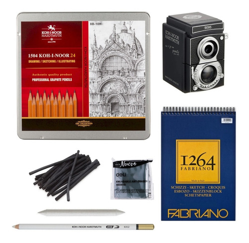 Kit Dibujo 7 Art Kohinoor Lapiz Grafito Sacapunta Goma Cuota