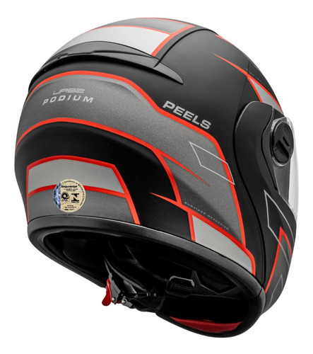Capacete Peels Oculos Interno Solar U-rb2 Podium Escamoteavel Preto Fosco Vermelho Tamanho Capacete 62