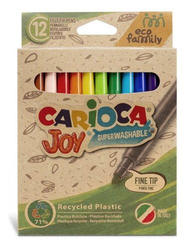 Marcadores De Colores Joy Ecofamily Carioca X12 Lavable