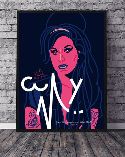 Cuadro Marco Negro 33x48 Amy Winehouse Ilustracion Artista