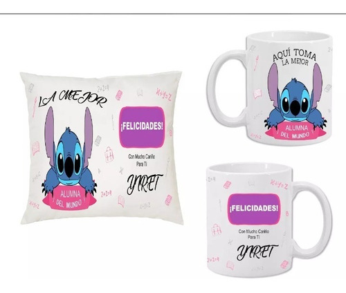 20 Tazas Mas 20 Cojines Personalizados Stitch Alumnos Gradua