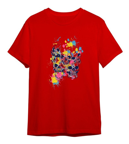 Camiseta Camisa Caveira Aquarela Skull Colors Dtf Ref1063