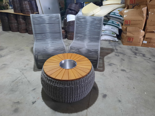Kit 2 Poltronas C/ Champanheira Corda Náutica
