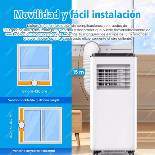 Aire Acondicionado Portátil 8000btu/h Con Deshumidificación Blanco