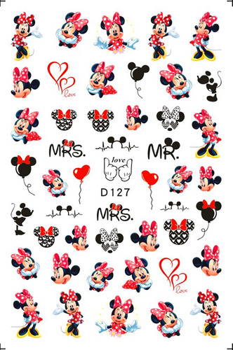 1 Pegatina 3d Para Uñas Con Dibujos Animados De Mickey Mouse