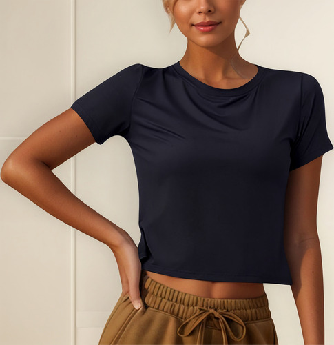 Ropa Deportiva De Yoga Con Cuello Redondo Para Mujer, Casual