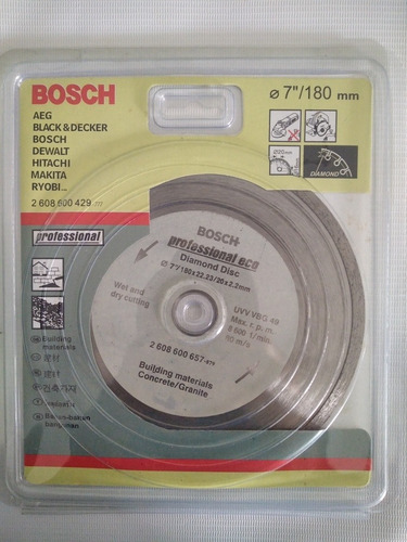 Disco Diamantado  Marca Bosch 7   Concreto, Granito Y Marmol