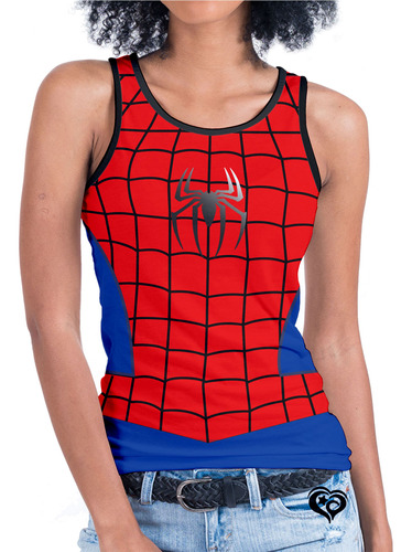 Camiseta Regata Homem Aranha Feminina Herois Spider Adulto