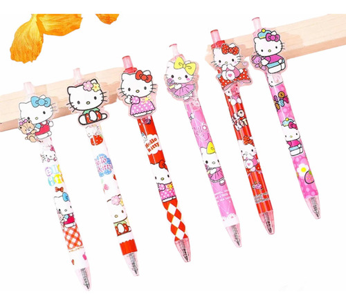 Set 6 Lápices Tinta Gel Bolígrafos Hello Kitty