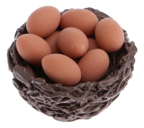 . Nido De Pollo Miniatura Con 10 Huevos Para Casa De Mu?ecas
