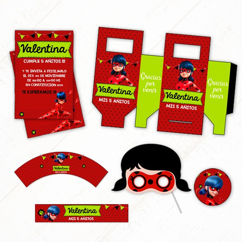 Ladybug Kit + Props Regalo -textos Editables O Personalizado