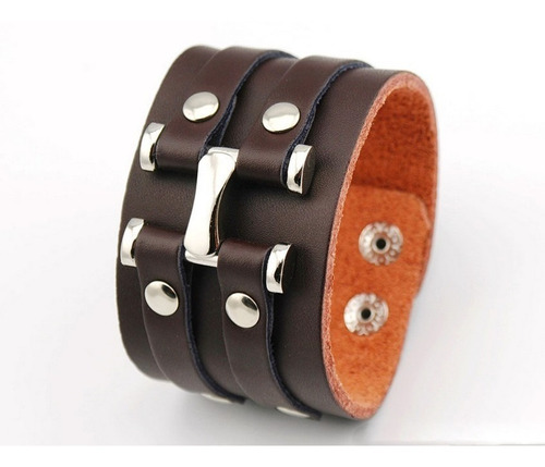 Pulseira De  Couro Masculina Estilo Punk Pronta Entrega