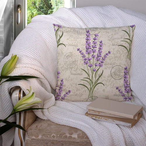 Funda De Almohada Cuadrada De Lino Y Algodón Con Diseño Flor
