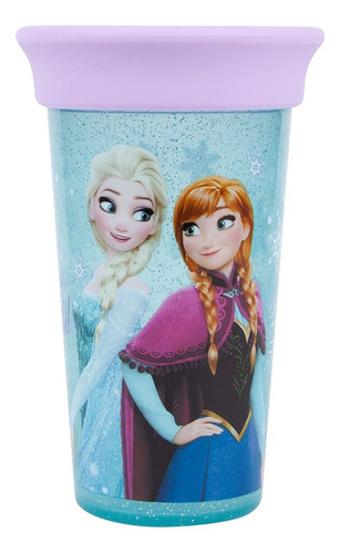 Vaso 360 Sin Boquilla Antiderrames Frozen Disney Ana Y Elsa Color Celeste