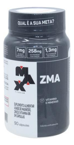 Zma Vitamina B6 Minerais Zinco Magnesio Max Titanium 90 Caps
