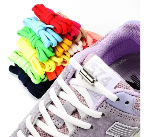 Cordones El sticados Ajustables Para Zapatillas Cierre Metal