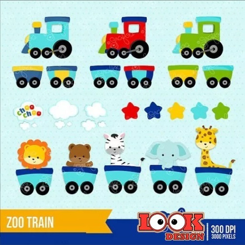 Kit Fondos Tren Trencito Zoo Animal Imagenes Png Clipart 043