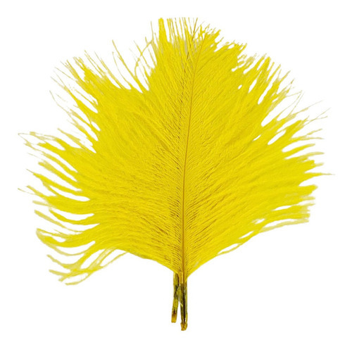 Pluma De Avestruz Confete 5 A 12 Cm Carnaval Artesanato 008 Cor Amarelo Canário