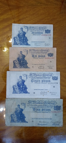 Billetes Argentinos Peso Del Progreso Serie 4 Billetes N772