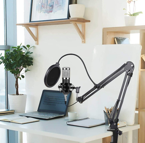 Microfono Profesional Youtube Set Estudio Video Juegos Bm800 Plateado