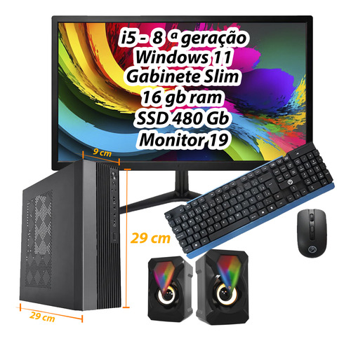 Cpu Mini Monitor 19 Intel Core I5 8ager Ssd 480gb 16 Ram W11