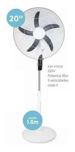 Imagen 8 de 10 de Ventilador De Pie 20 Pulgadas Con 3 Velocidades Blanco 95w