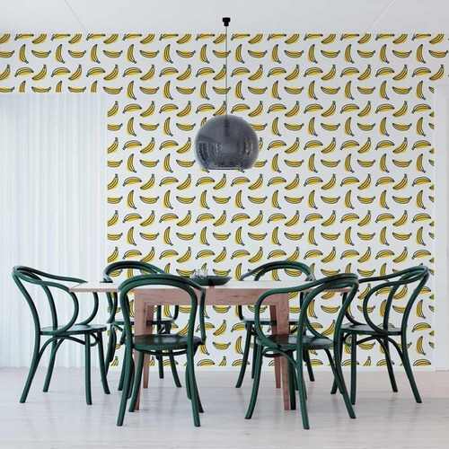 Imagem 4 de 6 de Papel De Parede Adesivo Banana Minimalista N05013 Rolo De 0,