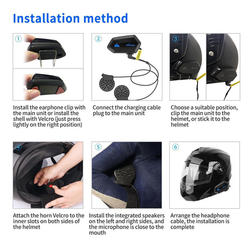 Cascos Moto Auricular Bluetooth Impermeable Estéreo Para