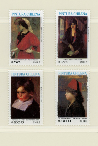 Sellos Postales De Chile. Pintura Chilena. 4 Sellos.