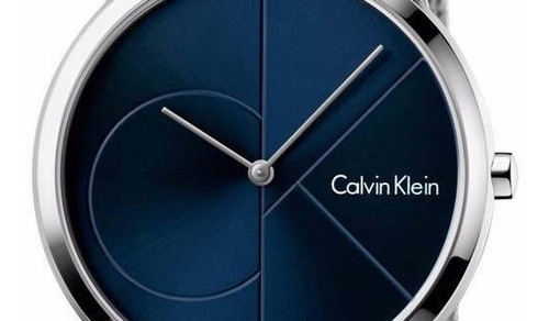 Reloj de pulsera Calvin Klein K3M2112N de cuerpo color plateado, para hombre, fondo azul, con correa de acero inoxidable color plateado, bisel color plateado