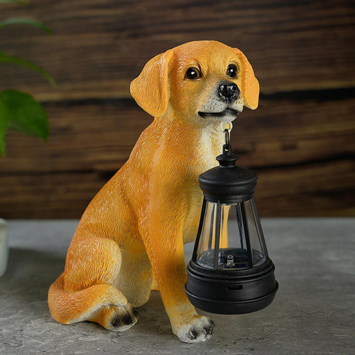 Estatua De Perro Para Jardín Al Aire Libre, Luz Solar Con