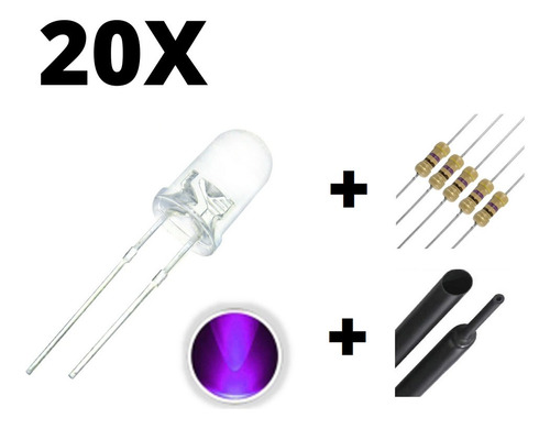 10x Led 5mm Uv Armadilha Pernilongos Espaguete Resistor 470r