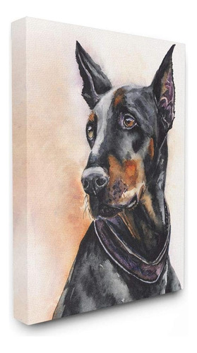 Stupell Industries Doberman Dog Pet Animal Acuarela Pintura 