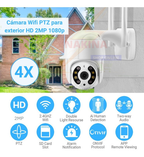 Imagen 6 de 10 de Combo 2 Cámara Ptz Robótica Ip Wifi 2mp 1080hd Exterior 360°