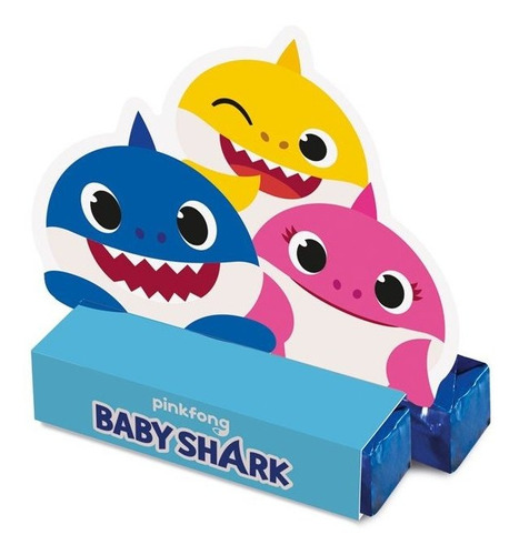 Imagem 1 de 1 de Caixa Para Bis Lembrancinha Baby Shark C/8 Unidades Oficial