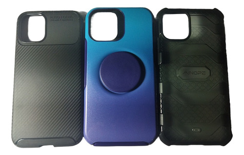 Forros De Marca Para iPhone 12 Mini Negro/azul Antirraya 2x1