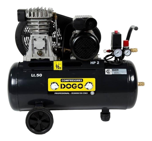 Compresor de aire eléctrico Dogo DOG50337 monofásico 50L 2hp 220V negro