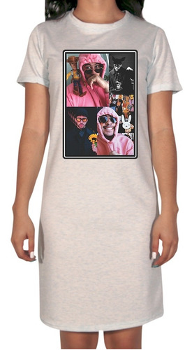 Jvnl, Vestidos Playera Bad Bunny, Algodon, Estampado