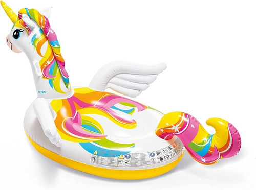 Flotador Inflable De Unicornio Gigante Dona Alberca Niños Color Blanco