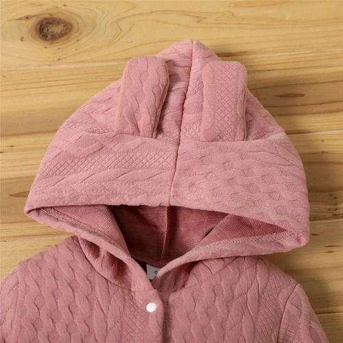 Mameluco Enterizo Con Capucha Para Bebé, Rosa
