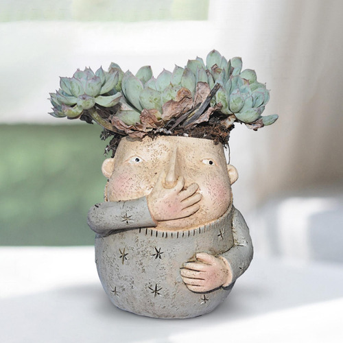 Macetero Con Cabeza Divertida, Maceta, Florero Decorativo