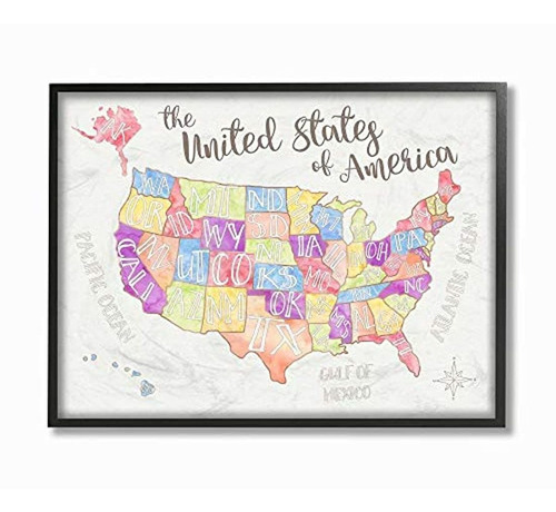 Lienzo Decorativo Diseño De Mapa De Estados Unidos