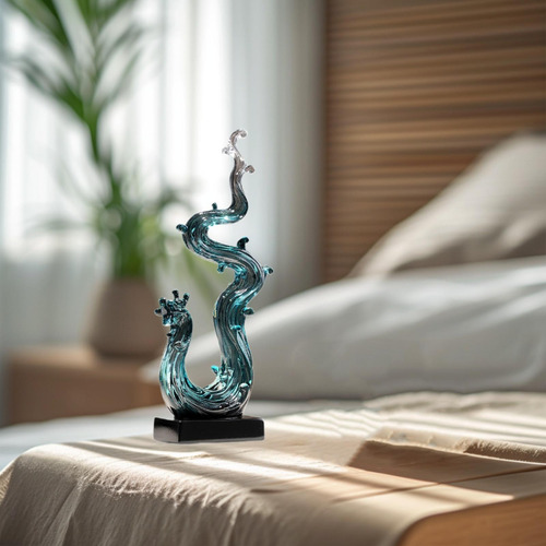 Escultura Animal Estatua De Dragón Adorno De Mesa Azul