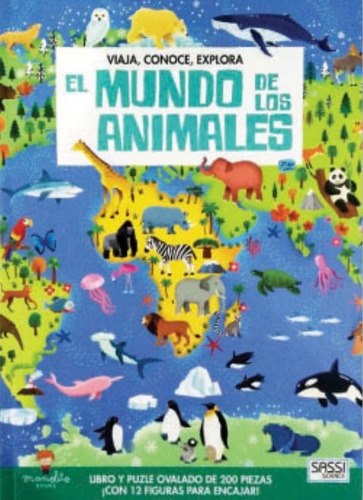 Mundo De Los Animales, El Libro Y Puzzle Ovalado De 200 Piez