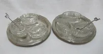 Comprar Dos Sets Especieros Vidrio Prensado Cucharitas Peru Plata925