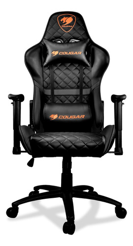 Silla Gamer Cougar Armor Black Cuero Sintetico 180° Color Negro