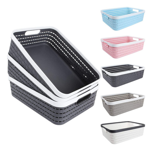 Cestas De Plástico 14x10x4.5 Con Asa Para Almacenamiento